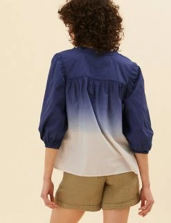 Hot Sale 🌟 Per Una 👕 Shirts & Blouses Pure Cotton Printed Half Sleeve Blouse ⌛ -New In Womens Sales 2022 SD 01 T53 2368U F4 X EC 2