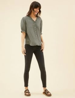 Promo 😀 Per Una Tops Pure Cotton Textured Short Sleeve Top ✨ -New In Womens Sales 2022 SD 01 T53 2370U XJ X EC 1