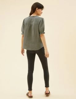 Promo 😀 Per Una Tops Pure Cotton Textured Short Sleeve Top ✨ -New In Womens Sales 2022 SD 01 T53 2370U XJ X EC 4