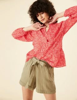 Best Pirce 👏 Per Una 👕 Shirts & Blouses Pure Cotton Printed Blouson Sleeve Blouse 👏 -New In Womens Sales 2022 SD 01 T53 2374U B4 X EC 0