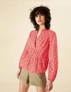 Best Pirce 👏 Per Una 👕 Shirts & Blouses Pure Cotton Printed Blouson Sleeve Blouse 👏 -New In Womens Sales 2022 SD 01 T53 2374U B4 X EC 3