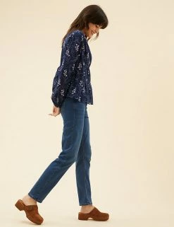 Best Pirce 👏 Per Una 👕 Shirts & Blouses Pure Cotton Printed Blouson Sleeve Blouse 👏 -New In Womens Sales 2022 SD 01 T53 2374U F4 X EC 1