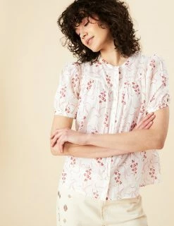 Cheapest ❤️ Per Una 👕 Shirts & Blouses Pure Cotton Printed Short Sleeve Blouse 🔥 -New In Womens Sales 2022 SD 01 T53 2381U Y8 X EC 1