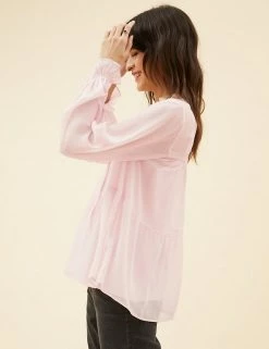 Top 10 🌟 Per Una 👚 Shirts & Blouses Frill Neck Tie Front Long Sleeve Blouse 👍