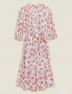 Budget 🎉 Per Una 👗 Dresses Floral V-Neck Midi Wrap 👗 Dress ⭐