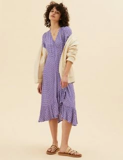 Flash Sale 😉 Per Una 👗 Dresses Floral V-Neck Angel Sleeve Midi Wrap 👗 Dress 😉