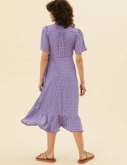 Flash Sale 😉 Per Una 👗 Dresses Floral V-Neck Angel Sleeve Midi Wrap 👗 Dress 😉 -New In Womens Sales 2022 SD 01 T53 3471U D4 X EC 2