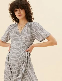 Flash Sale 😉 Per Una 👗 Dresses Floral V-Neck Angel Sleeve Midi Wrap 👗 Dress 😉 -New In Womens Sales 2022 SD 01 T53 3471U KA X EC 4