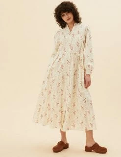 Discount 🌟 Per Una 👗 Dresses Pure Cotton Floral Midaxi 👚 Shirt 👗 Dress 💯 -New In Womens Sales 2022 SD 01 T53 3472U Y8 X EC 1