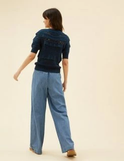 Brand new 😍 Per Una Women Pure Cotton Knitted 3/4 Sleeve Top 👏 -New In Womens Sales 2022 SD 01 T53 5163U F0 X EC 4