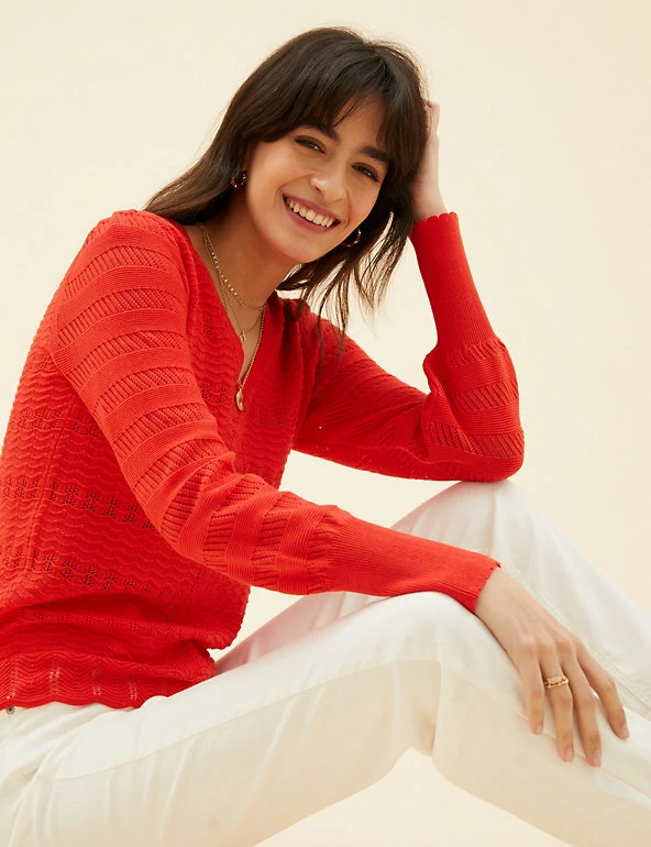 Best Pirce 🌟 Per Una Jumpers Pointelle V-Neck Blouson Sleeve Knitted Top 🎉 10 Best Pirce 🌟 Per Una Jumpers Pointelle V-Neck Blouson Sleeve Knitted Top 🎉 - Image 10