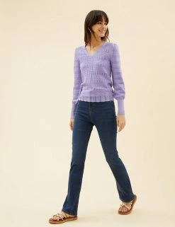 Best Pirce 🌟 Per Una Jumpers Pointelle V-Neck Blouson Sleeve Knitted Top 🎉 14 Best Pirce 🌟 Per Una Jumpers Pointelle V-Neck Blouson Sleeve Knitted Top 🎉 -New In Womens Sales 2022 SD 01 T53 5164U YP X EC 1