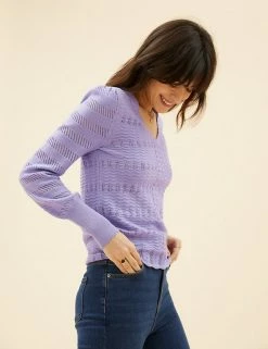 Best Pirce 🌟 Per Una Jumpers Pointelle V-Neck Blouson Sleeve Knitted Top 🎉 15 Best Pirce 🌟 Per Una Jumpers Pointelle V-Neck Blouson Sleeve Knitted Top 🎉 -New In Womens Sales 2022 SD 01 T53 5164U YP X EC 2