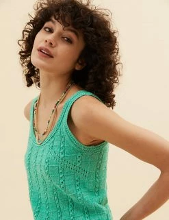 Cheapest 🌟 Per Una Vests Cotton Rich Textured Knitted Vest 😍 -New In Womens Sales 2022 SD 01 T53 5172U J4 X EC 0