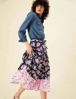 Hot Sale 🛒 Per Una 👗 Skirts Pure Cotton Floral Tie Wrap Midi 👗 Skirt 👏 -New In Womens Sales 2022 SD 01 T53 7335U F4 X EC 1