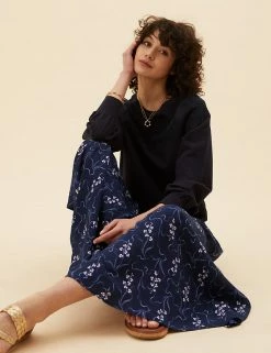 Discount 🥰 Per Una 👗 Skirts Floral Midaxi 👗 Skirt 😉