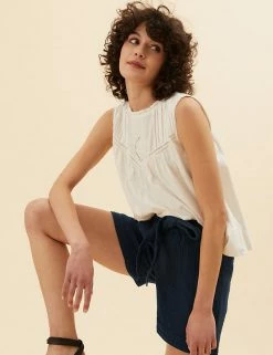 Coupon ❤️ Per Una Pure Cotton High Waisted Belted Shorts 🌟 -New In Womens Sales 2022 SD 01 T53 7338U F0 X EC 1