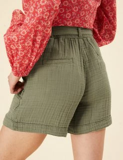 Coupon ❤️ Per Una Pure Cotton High Waisted Belted Shorts 🌟 -New In Womens Sales 2022 SD 01 T53 7338U XJ X EC 4