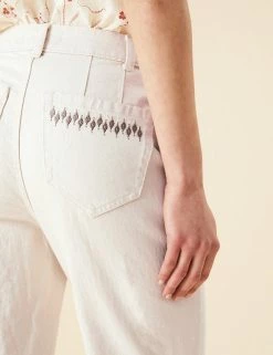 Promo 😀 Per Una High Waisted Embroidered Ankle Grazer 👖 Jeans 💯 -New In Womens Sales 2022 SD 01 T53 7348U NZ X EC 4