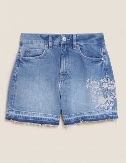 Promo 🎁 M&S Collection Denim Mom Embroidered Shorts ✨