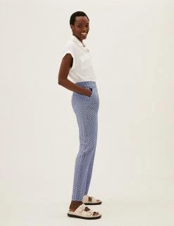 Cheap 👏 M&S Collection Printed Tapered Ankle Grazer Trousers 🤩 -New In Womens Sales 2022 SD 01 T57 5741 E4 X EC 0