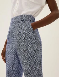 Cheap 👏 M&S Collection Printed Tapered Ankle Grazer Trousers 🤩 -New In Womens Sales 2022 SD 01 T57 5741 E4 X EC 1