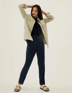 Cheap 👏 M&S Collection Printed Tapered Ankle Grazer Trousers 🤩 -New In Womens Sales 2022 SD 01 T57 5741 F4 X EC 0