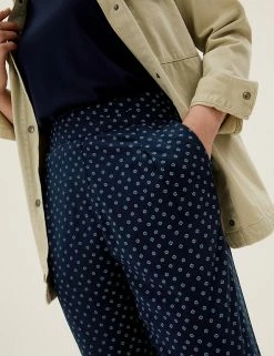 Cheap 👏 M&S Collection Printed Tapered Ankle Grazer Trousers 🤩 -New In Womens Sales 2022 SD 01 T57 5741 F4 X EC 1