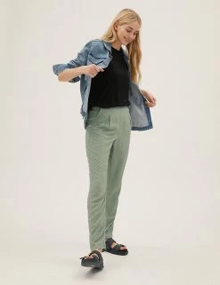 Cheap 👏 M&S Collection Printed Tapered Ankle Grazer Trousers 🤩 -New In Womens Sales 2022 SD 01 T57 5741 KA X EC 1