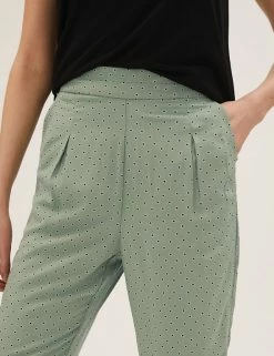 Cheap 👏 M&S Collection Printed Tapered Ankle Grazer Trousers 🤩 -New In Womens Sales 2022 SD 01 T57 5741 KA X EC 3