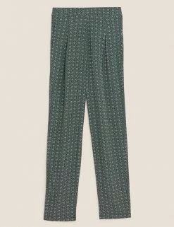 Cheap 👏 M&S Collection Printed Tapered Ankle Grazer Trousers 🤩 -New In Womens Sales 2022 SD 01 T57 5741 Y4 X EC 90