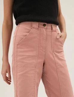 Cheap ⌛ M&S Collection Cotton Rich Relaxed Straight Trousers ⭐ -New In Womens Sales 2022 SD 01 T57 6004 CG X EC 2