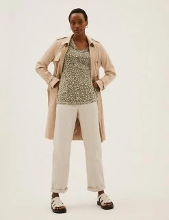 Cheap ⌛ M&S Collection Cotton Rich Relaxed Straight Trousers ⭐ -New In Womens Sales 2022 SD 01 T57 6004 EK X EC 1