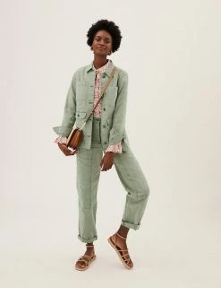 Cheap โ M&S Collection Cotton Rich Relaxed Straight Trousers โญ