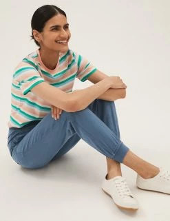 Cheap ⌛ M&S Collection Tencel™ Blend Cuffed Ankle Grazer Joggers 😉 -New In Womens Sales 2022 SD 01 T57 7562 BE X EC 1