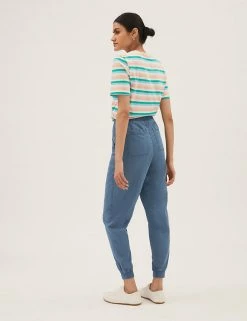 Cheap ⌛ M&S Collection Tencel™ Blend Cuffed Ankle Grazer Joggers 😉 -New In Womens Sales 2022 SD 01 T57 7562 BE X EC 4