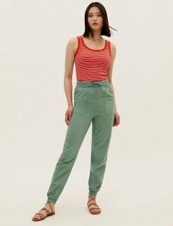 Cheap ⌛ M&S Collection Tencel™ Blend Cuffed Ankle Grazer Joggers 😉 -New In Womens Sales 2022 SD 01 T57 7562 DW X EC 1