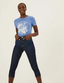 Best deal 😉 M&S Collection Supersoft High Waisted Skinny Cropped 👖 Jeans 🔥 -New In Womens Sales 2022 SD 01 T57 8680 XU X EC 1
