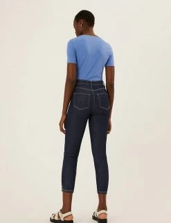Best deal 😉 M&S Collection Supersoft High Waisted Skinny Cropped 👖 Jeans 🔥 -New In Womens Sales 2022 SD 01 T57 8680 XU X EC 3