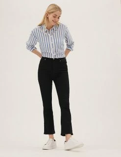 Best reviews of 👍 M&S Collection High Waisted Slim Flare Cropped 👖 Jeans 🎉 -New In Womens Sales 2022 SD 01 T57 8681 Y0 X EC 0