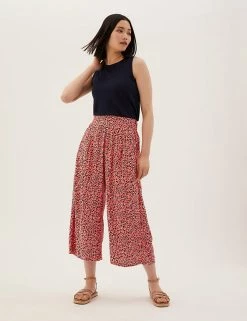 Cheapest ⌛ M&S Collection Printed Wide Leg Cropped Trousers 🤩