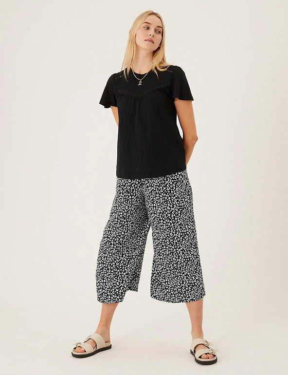 Cheapest ⌛ M&S Collection Printed Wide Leg Cropped Trousers 🤩 7 Cheapest ⌛ M&S Collection Printed Wide Leg Cropped Trousers 🤩 - Image 7