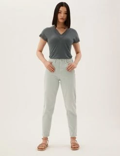 Discount 🛒 M&S Collection Mom High Waisted 👖 Jeans 😀 -New In Womens Sales 2022 SD 01 T57 9115C PA X EC 4