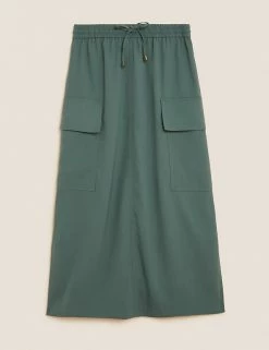 Brand new 🔔 M&S Collection 👗 Skirts Satin Side Split Midaxi Utility 👗 Skirt ❤️