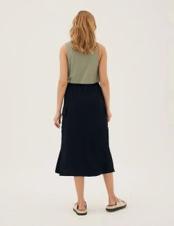 Best Pirce ✔️ M&S Collection 👗 Skirts Side Split Midi Utility 👗 Skirt 🛒 -New In Womens Sales 2022 SD 01 T59 1027S F0 X EC 3