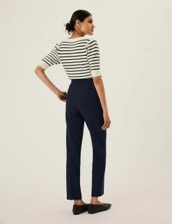 Hot Sale 💯 M&S Collection Belted Straight Leg Trousers 🔥 -New In Womens Sales 2022 SD 01 T59 1044T FS X EC 2