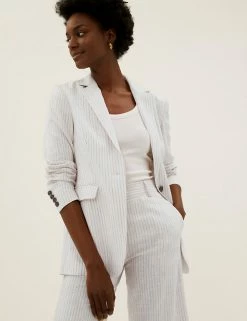 Cheapest 😍 M&S Collection 🧥 Coats & Jackets Linen Blend Tailored Single Breasted Blazer 🛒