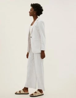 Cheapest 😍 M&S Collection 🧥 Coats & Jackets Linen Blend Tailored Single Breasted Blazer 🛒 -New In Womens Sales 2022 SD 01 T59 1091J NU X EC 1