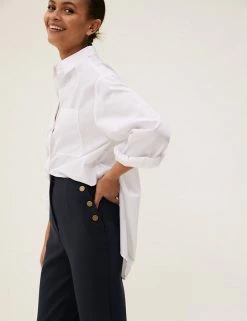 Brand new 💯 M&S Collection Button Detail Tapered Ankle Grazer Trousers 😉 -New In Womens Sales 2022 SD 01 T59 1415T FS X EC 1