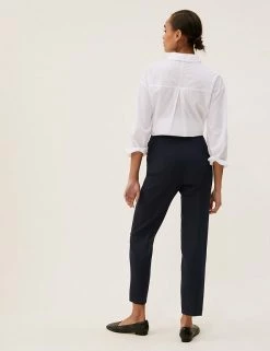 Brand new 💯 M&S Collection Button Detail Tapered Ankle Grazer Trousers 😉 -New In Womens Sales 2022 SD 01 T59 1415T FS X EC 3
